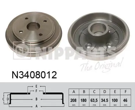 Handler.Part Brake drum NIPPARTS N3408012 1