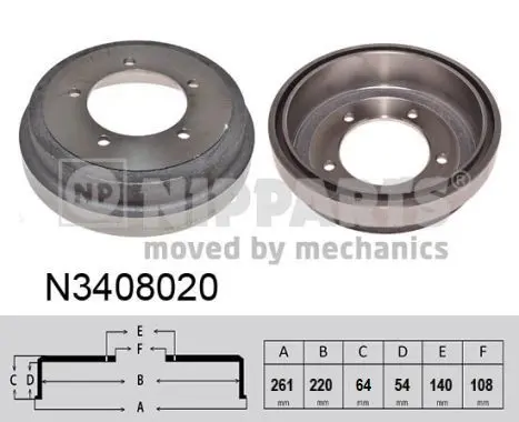 Handler.Part Brake drum NIPPARTS N3408020 1