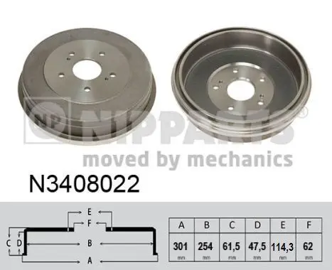 Handler.Part Brake drum NIPPARTS N3408022 1