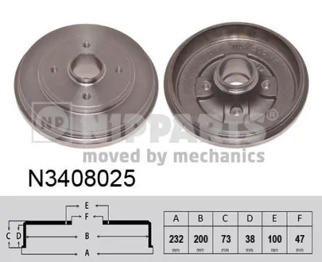 Handler.Part Brake drum NIPPARTS N3408025 1