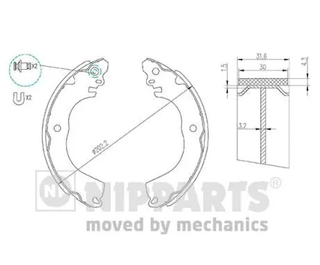 Handler.Part Brake shoe set NIPPARTS N3505049 1