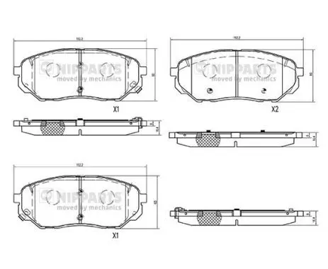 Handler.Part Brake pad set, disc brake NIPPARTS N3600335 1