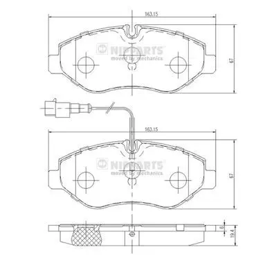 Handler.Part Brake pad set, disc brake NIPPARTS N3601100 1