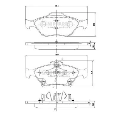 Handler.Part Brake pad set, disc brake NIPPARTS N3602130 1