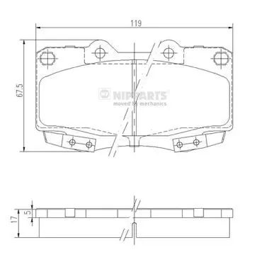 Handler.Part Brake pad set, disc brake NIPPARTS N3602145 1