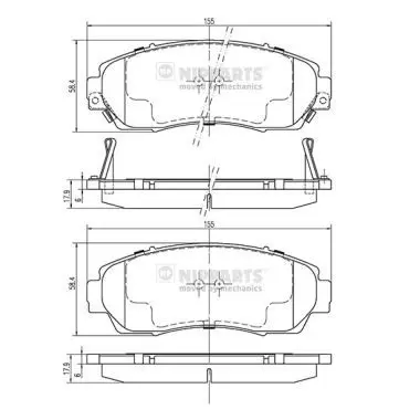 Handler.Part Brake pad set, disc brake NIPPARTS N3604073 1