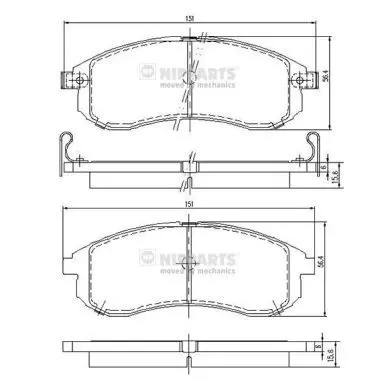 Handler.Part Brake pad set, disc brake NIPPARTS N3605052 1