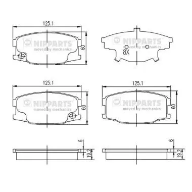 Handler.Part Brake pad set, disc brake NIPPARTS N3605054 1