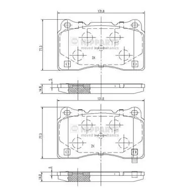 Handler.Part Brake pad set, disc brake NIPPARTS N3607021 1