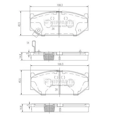 Handler.Part Brake pad set, disc brake NIPPARTS N3608031 1