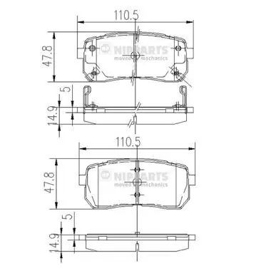 Handler.Part Brake pad set, disc brake NIPPARTS N3610308 1