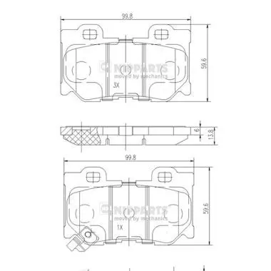 Handler.Part Brake pad set, disc brake NIPPARTS N3611053 1