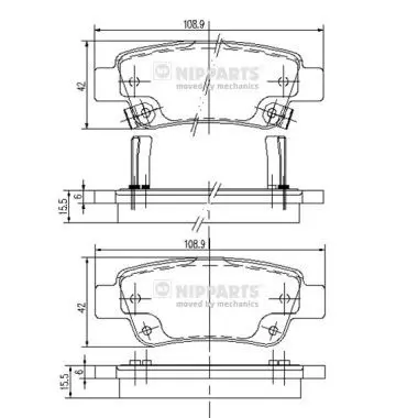 Handler.Part Brake pad set, disc brake NIPPARTS N3614019 1