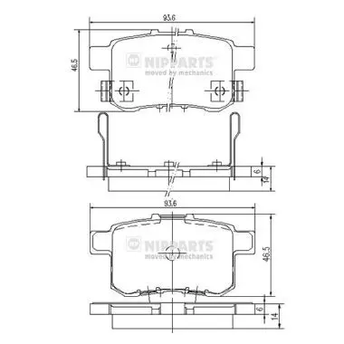 Handler.Part Brake pad set, disc brake NIPPARTS N3614020 1