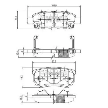 Handler.Part Brake pad set, disc brake NIPPARTS N3615015 1