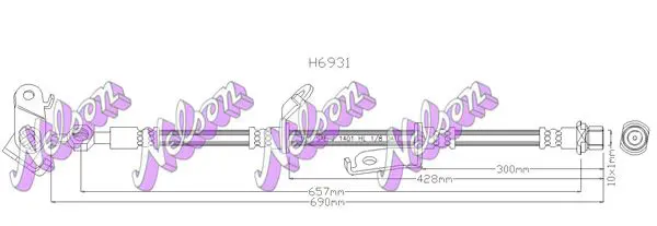 Handler.Part Brake hose KAWE H6931 1