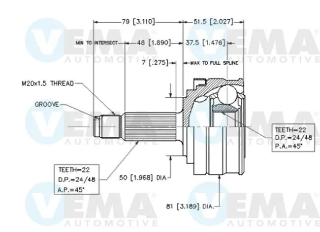 Handler.Part Joint kit, drive shaft VEMA 18215 1