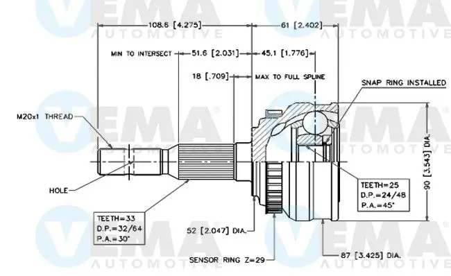 Handler.Part Joint kit, drive shaft VEMA 18224 1