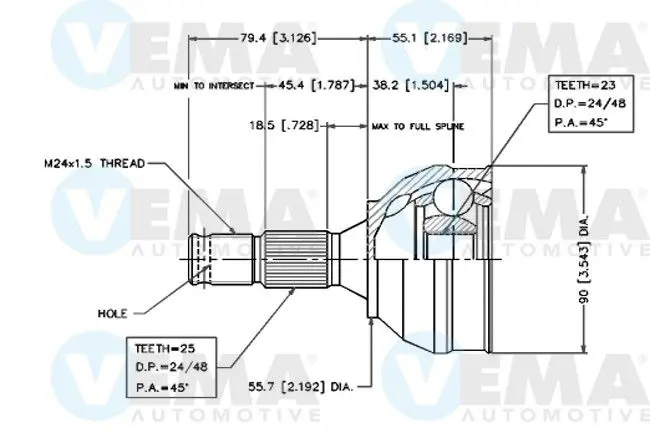 Handler.Part Joint kit, drive shaft VEMA 18247 1