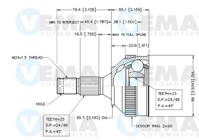 Handler.Part Joint kit, drive shaft VEMA 18248 1