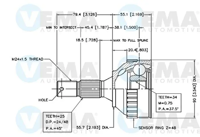 Handler.Part Joint kit, drive shaft VEMA 18249 1