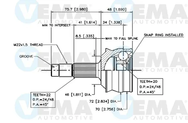 Handler.Part Joint kit, drive shaft VEMA 18257 1