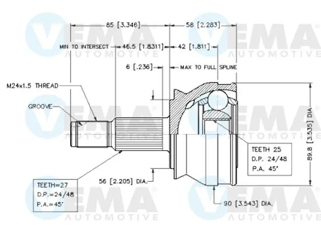 Handler.Part Joint kit, drive shaft VEMA 18260 1