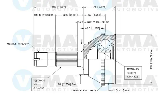 Handler.Part Joint kit, drive shaft VEMA 18263 1