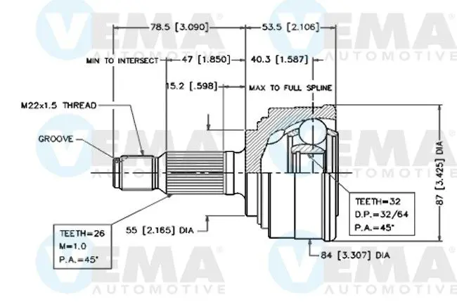 Handler.Part Joint kit, drive shaft VEMA 18275 1