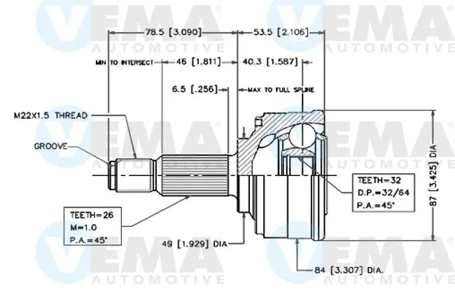 Handler.Part Joint kit, drive shaft VEMA 18276 1