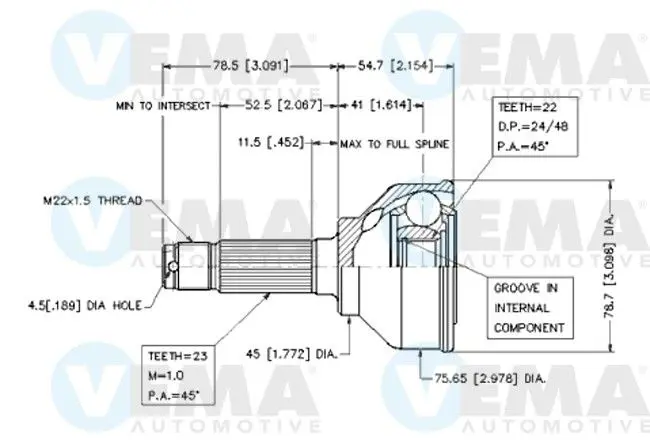 Handler.Part Joint kit, drive shaft VEMA 18286 1