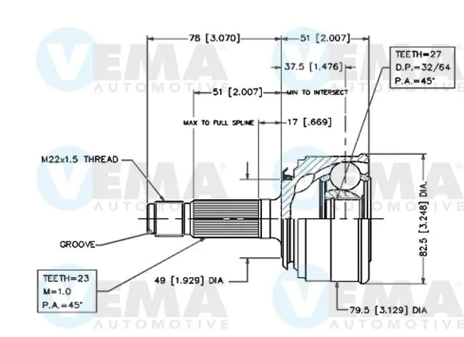 Handler.Part Joint kit, drive shaft VEMA 18287 1