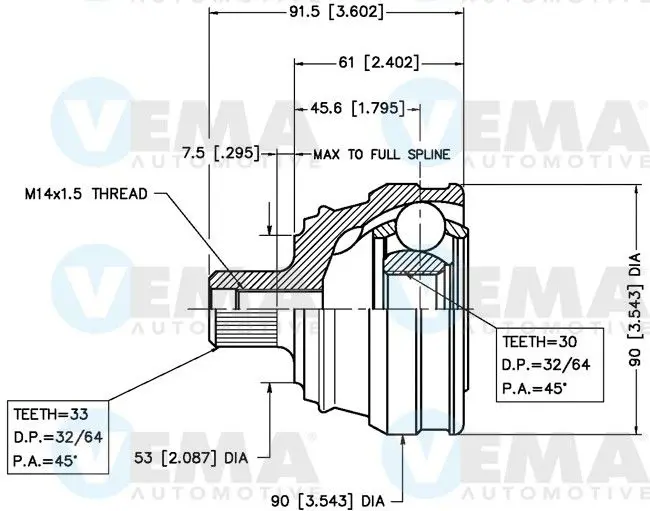 Handler.Part Joint kit, drive shaft VEMA 18290 1