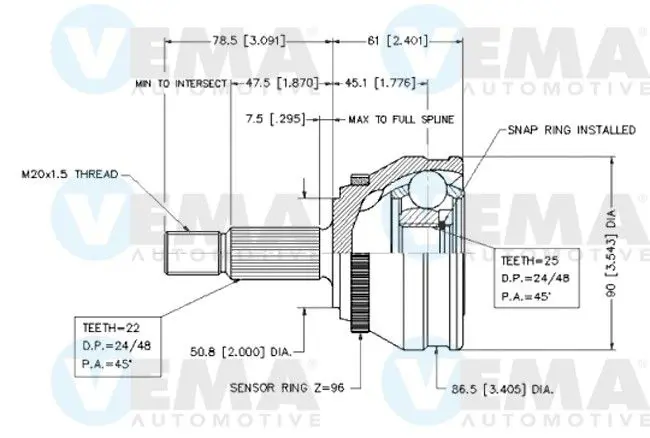 Handler.Part Joint kit, drive shaft VEMA 18293 1