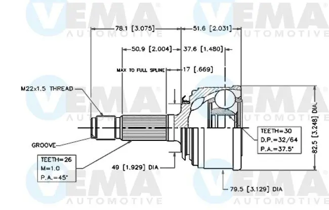 Handler.Part Joint kit, drive shaft VEMA 18297 1