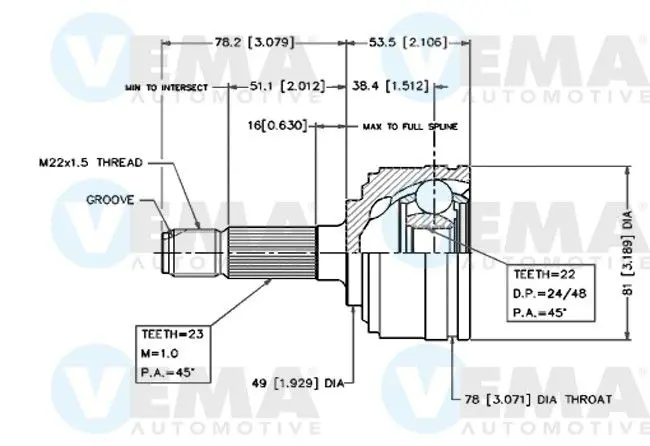 Handler.Part Joint kit, drive shaft VEMA 18404 1