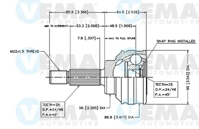 Handler.Part Joint kit, drive shaft VEMA 18412 1