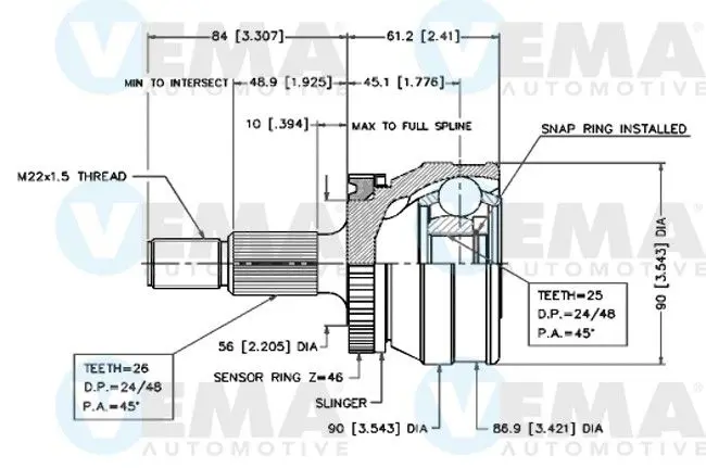 Handler.Part Joint kit, drive shaft VEMA 18414 1