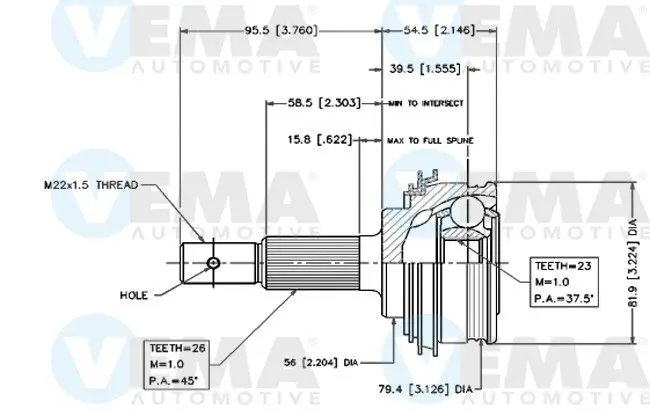 Handler.Part Joint kit, drive shaft VEMA 18427 1