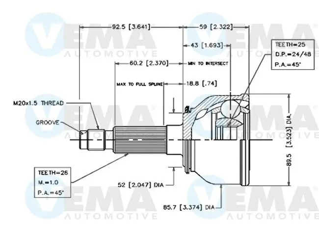 Handler.Part Joint kit, drive shaft VEMA 18431 1