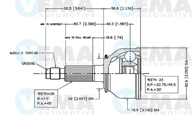 Handler.Part Joint kit, drive shaft VEMA 18447 1