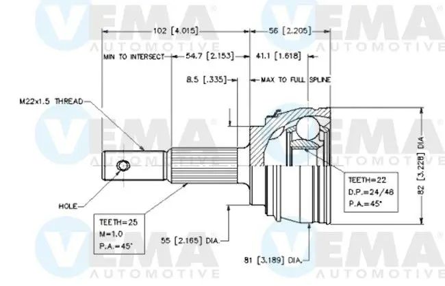 Handler.Part Joint kit, drive shaft VEMA 18461 1