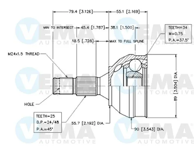 Handler.Part Joint kit, drive shaft VEMA 18462 1