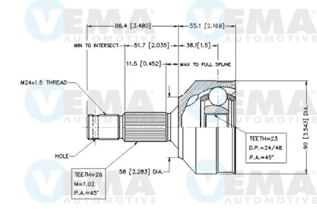 Handler.Part Joint kit, drive shaft VEMA 18468 1