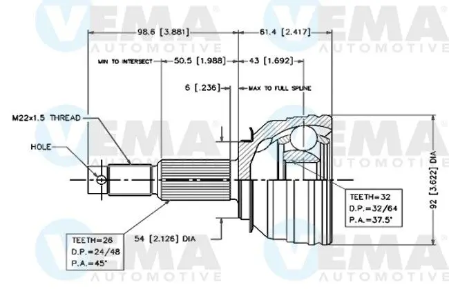 Handler.Part Joint kit, drive shaft VEMA 18495 1