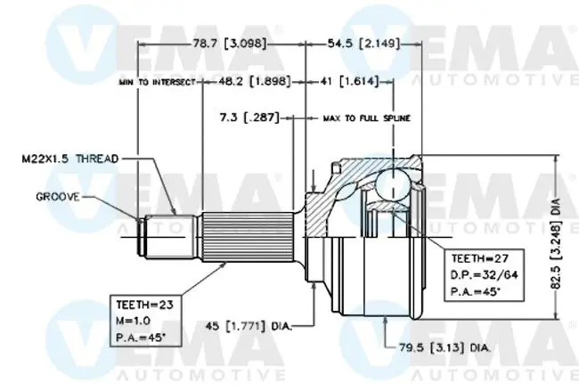 Handler.Part Joint kit, drive shaft VEMA 18516 1