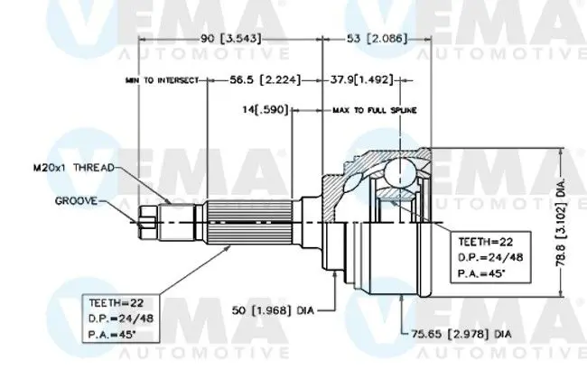 Handler.Part Joint kit, drive shaft VEMA 18517 1