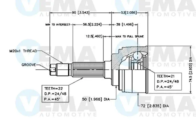 Handler.Part Joint kit, drive shaft VEMA 18518 1