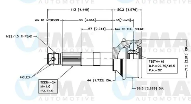 Handler.Part Joint kit, drive shaft VEMA 18521 1