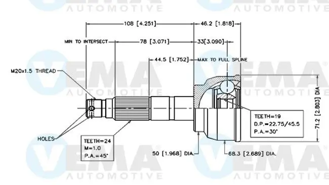 Handler.Part Joint kit, drive shaft VEMA 18525 1